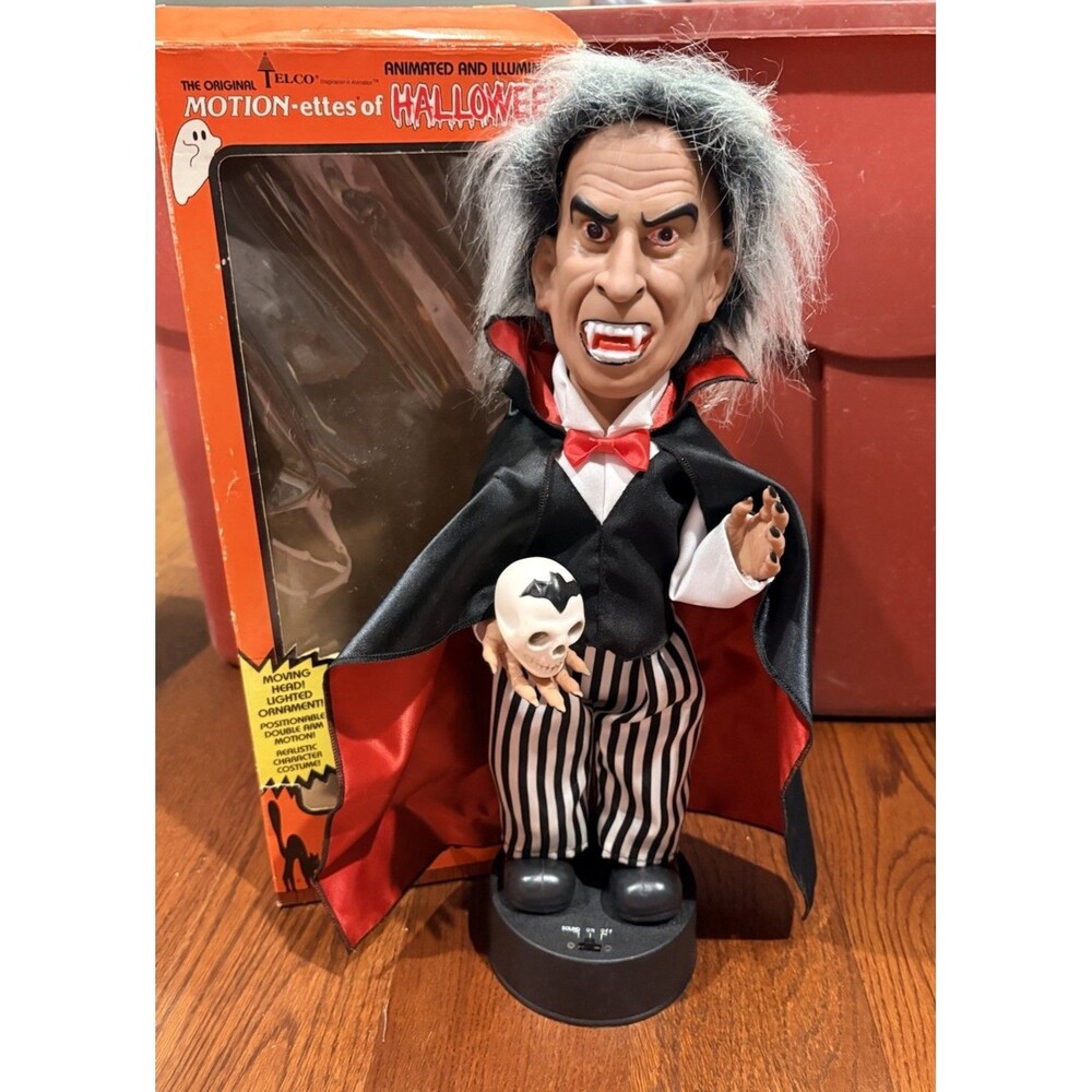 Vintage Telco Halloween Motion-ettes Animated & Illuminated Vampire 1989 READ